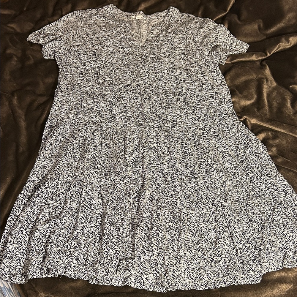 beachlunchlounge Navy and White Patterned Short Sleeve Dress
